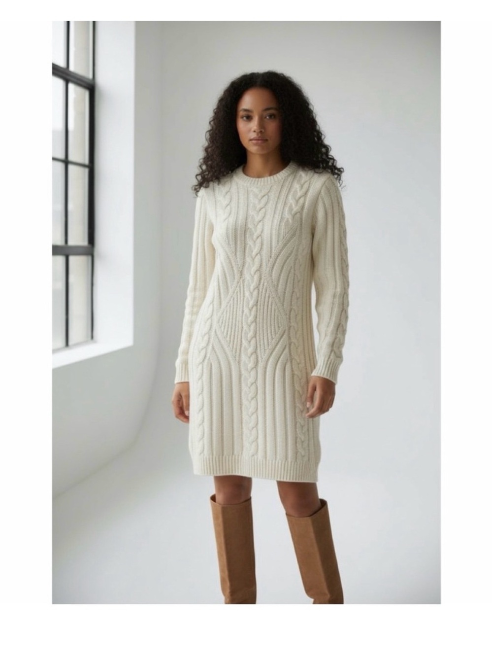 Cable Knit Sweater Dress in Cream NWTs